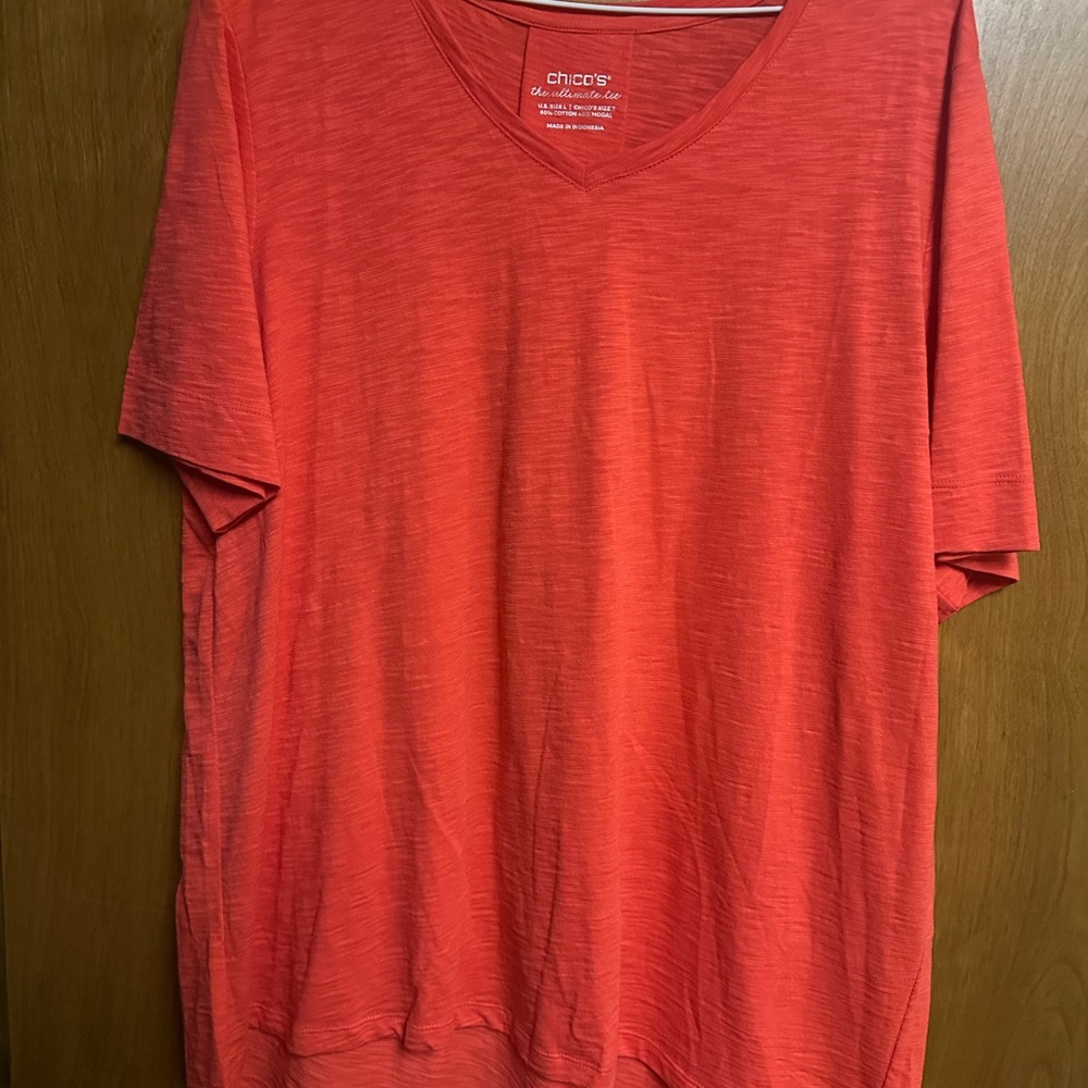 Chico's vibrant coral s/s tee NWT
